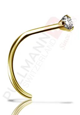 Gold PVD Titan Nasenstecker mit Zirkonia