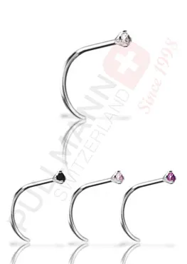 Titan Nasenstecker mit Zirkonia, Krappenfassung